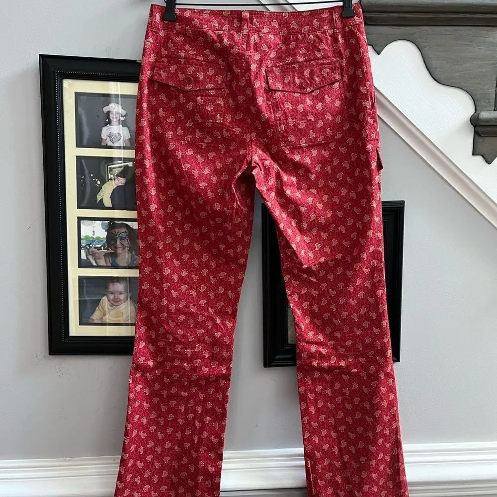 Vintage Ralph Ralph Lauren Red Paisley Cargo Dress Pants sz 4 EUC